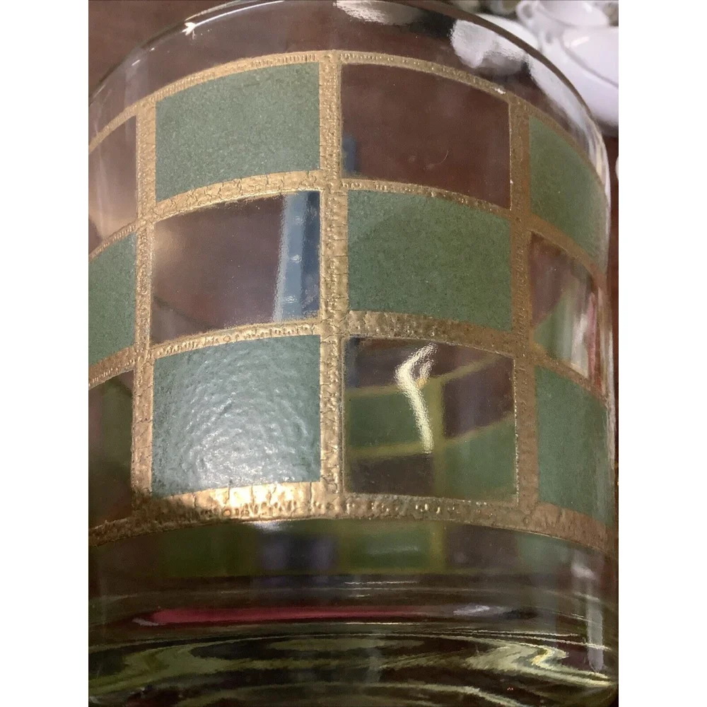 Culver 22K Gold Green Ice Bucket 4.75” MCM Vintage